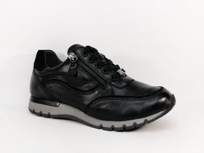 Sneakers confortable en cuir noir CAPRICE 23750 grande largeur H femme