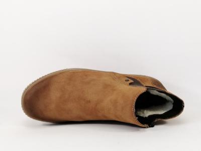 Bottillon camel fourré très confortable avec zip RIEKER Y6461 femme