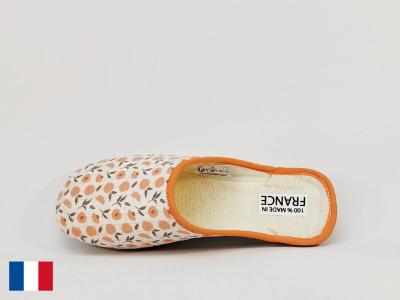 Chausson femme été coton toile pieds sensibles made in France BOSSI orleans pêches