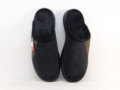 Chausson homme confortable velours noir jaune destockage FARGEOT eclatant fabrication France