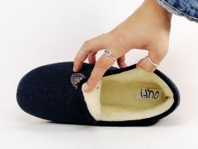 Chausson homme fourré chaud charentaise marine CHIC & RELAX OUF magot confort