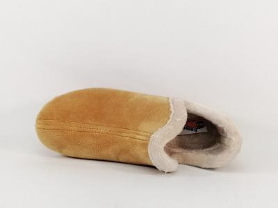 Chausson montant fourré femme velours camel SOCA 0355 fabrication Espagne