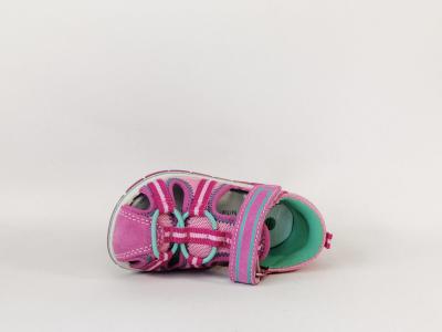 Chaussure bébé fille d'été semi ouverte cuir rose confortable à scratch destockage IMAC 184013