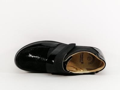 Chaussure femme pieds sensibles confortable à velcro semelle cuir SWEET'R damila noir à pas cher