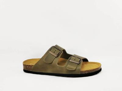 Mule cuir femme confortable PLAKTON beta vert pistacho semelle mémoire de forme