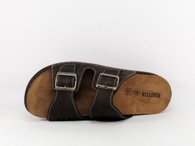 Mule homme confortable marron semelle cuir amovible à pas cher ROADSIGN izo