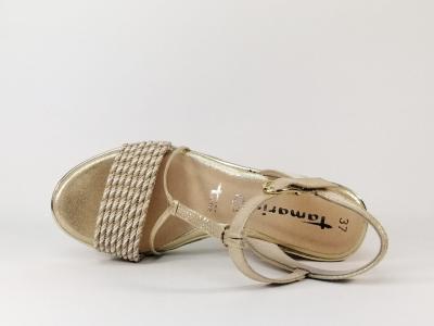 Sandale chic compensée en destockage TAMARIS 28315 or pour femme