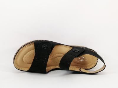 Sandale noire à velcro semelle confort grande pointure femme CINK ME DM172