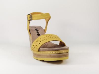 Sandale compensée jaune destockage REFRESH 69486 pour femme