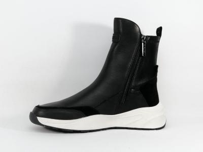 Boots femme tendance cuir noir confortable et chic destockage CARMELA 160285
