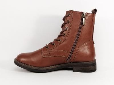 Bottine à lacets femme TAMARIS 25107 en destockage marron à pas cher style rangers