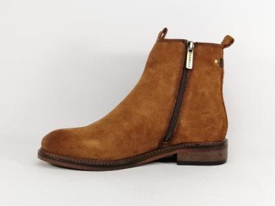Bottines plates femme cuir nubuck camel confortable et souple destockage CARMELA 160930 CAMEL