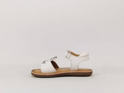 Sandale cuir blanc à velcro destockage MOD8 Cloonie pour fille