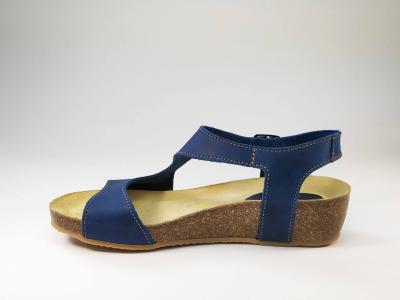 Sandale tout cuir bleu à talon compensé ARTPELLE 1731 pour femme
