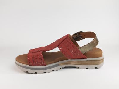 Nu-pied femme en cuir rouge PAULA URBAN 7-208 semelle confort