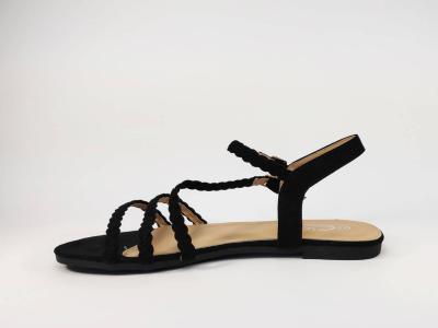 Sandale noire plate tendance et pas cher en grande pointure femme CINK ME DMJ271