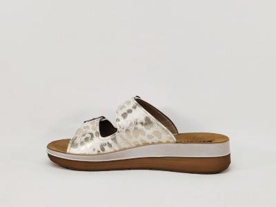 Claquette femme confortable semelle cuir tendance MORAN'S drure blanc compensé à pas cher
