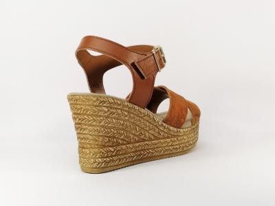 Sandale compensée en cuir orange AGORA Pavana femme fabriquée en Italie