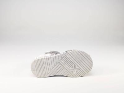 Sandale cuir blanc à scratch en destockage BOPY Rochelle pour fille