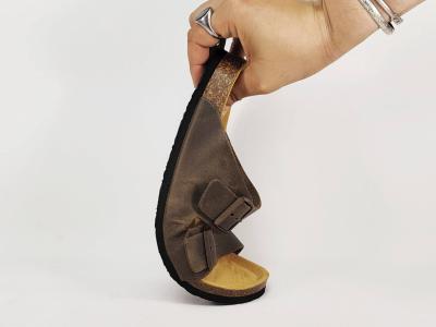 Mule homme grand confort cuir marron PLAKTON barna musgo semelle mémoire de forme