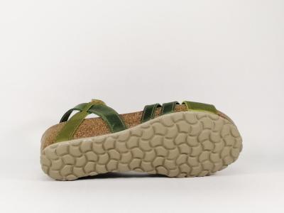 Sandale compensée ARTPELLE 17036 tout cuir vert pour femme