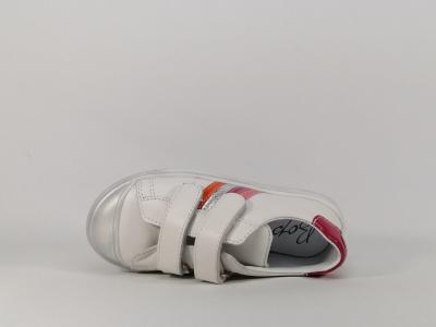 Basket fille en cuir blanc à velcro Destockage BOPY Starmavel