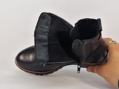 Boots noire femme semelle crantée cuir souple de qualité MORAN'S Salicia
