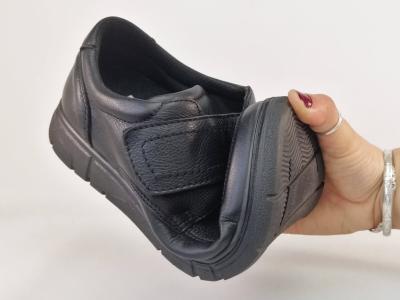 Chaussure homme pieds larges grand confort cuir noir à scratch destockage IMAC ARA 454125