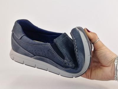Chaussures homme sans lacets cuir bleu souple confortable destockage IMAC GALLUS lars