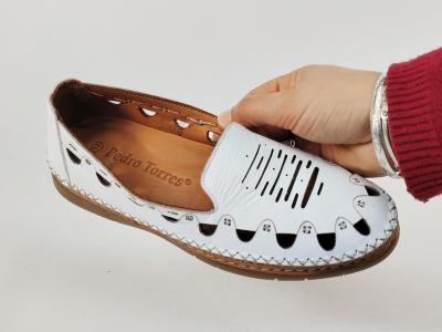 Mocassin femme cuir très souple blanc, originale et confortable PEDRO TORRES 10206VIT1
