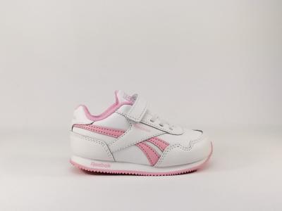 Basket blanche et rose fille bébé velcro REEBOK Royal Cljog 3