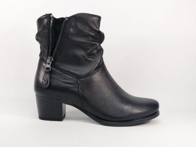 Bottine talon carré confortable largeur G femme CAPRICE 25347 cuir noir