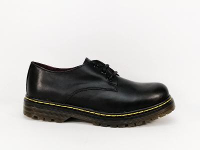 Derby style rangers cuir noir de qualité BRAN'S 127 Femme - Fabrication Espagne