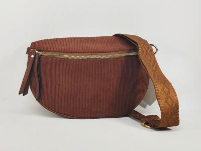 Sac banane femme pas cher velours marron chocolat tendance MARO S12-16