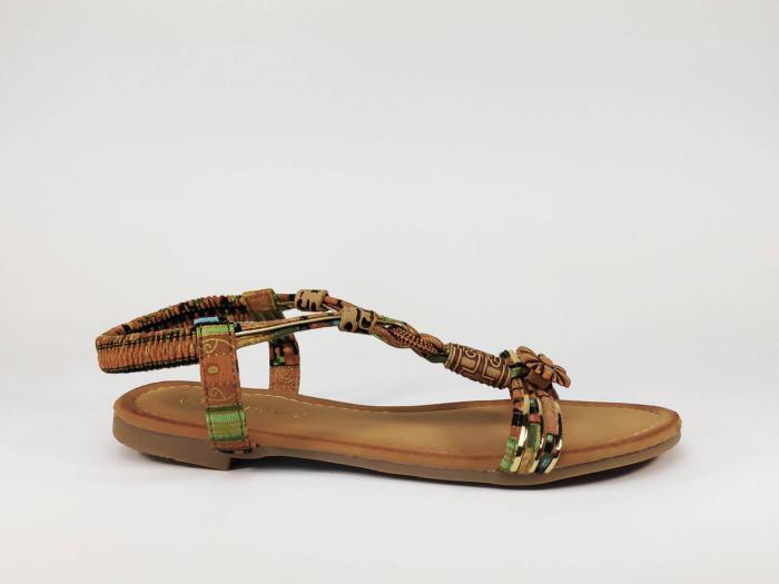 Sandale plate en toile camel pour femme tendance et pas cher STEPHAN WSL-41