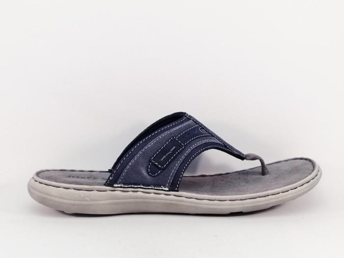 Tong grande pointure homme confortable destockage JOSEF SEIBEL vincent 12 bleu cuir