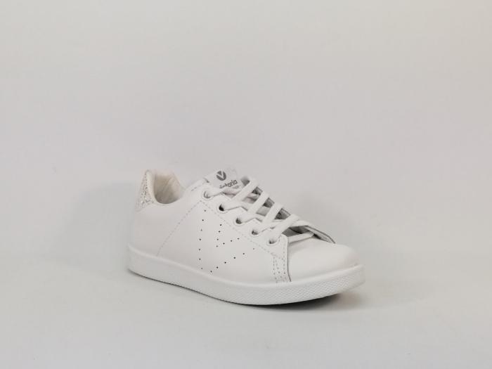 Basket fille en cuir blanc à lacets Destockage VICTORIA 125104