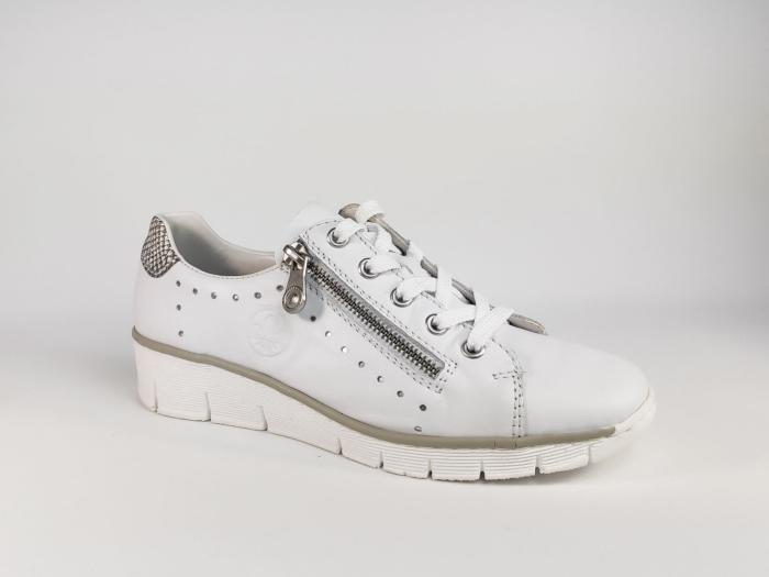 Tennis Compensee Cuir Blanche Rieker Pour Femme P