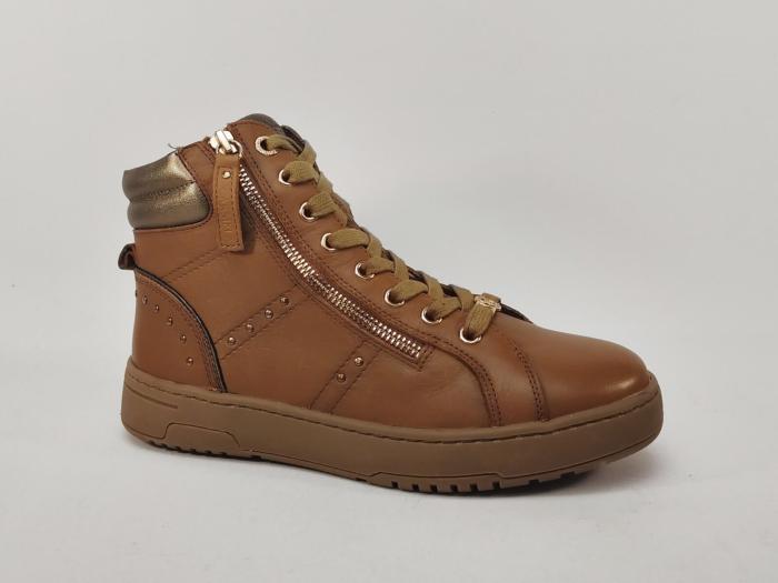 Basket montante femme cuir souple camel destockage CARMELA 161805 à pas cher confortable
