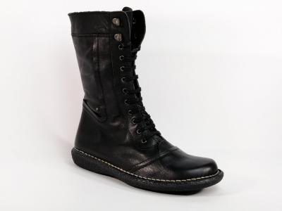 Botte en cuir noir  lacets BRANS 516 Fabrique en Espagne pour femme