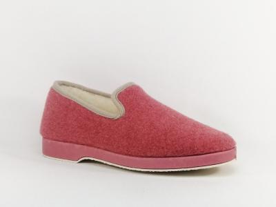 Chausson charentaise femme grande taille fourré laine SOCA 2520 rose fresa - Fabrication Espagne