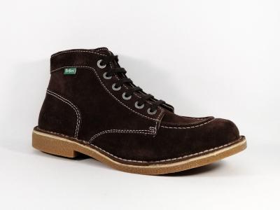Chaussures de ville montante cuir marron destockage KICKERS kickstoner homme