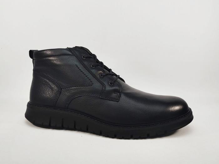 Chaussure montante homme cuir noir souple confortable en destockage IMAC ARA 454026