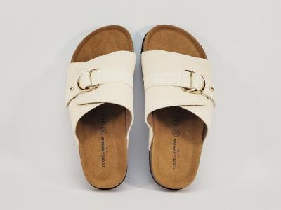 Mule femme chic cuir beige confortable et tendance TERRE DE MARINS mahity
