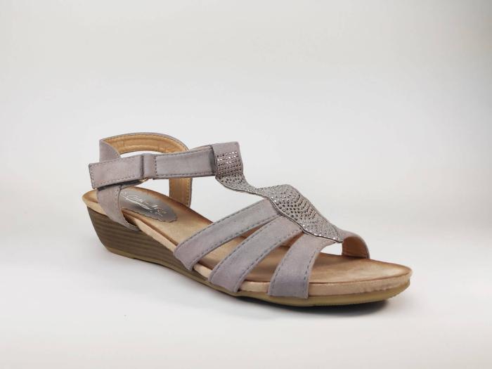 Sandale compensée grise à velcro grande pointure femme CINK ME DM3663