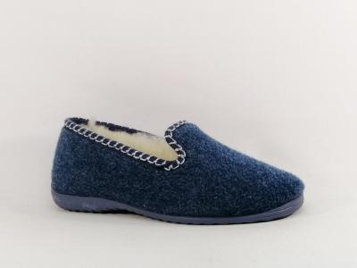Pantoufle chaude femme fourrée laine SOCA 0340-940 bleu fabrication Espagne !