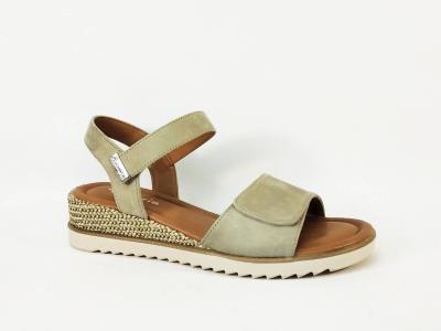 Sandale femme TAMARIS 28118 chic et confort compensée vert sauge à scratch - VEGAN