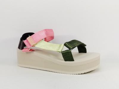 Sandale femme tendance destockage REFRESH 79393 multi-colore à velcro à pas cher vegan