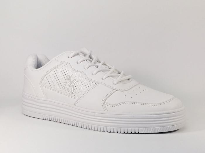 Sneakers homme tendance simili cuir blanc Destockage NY greenpoint