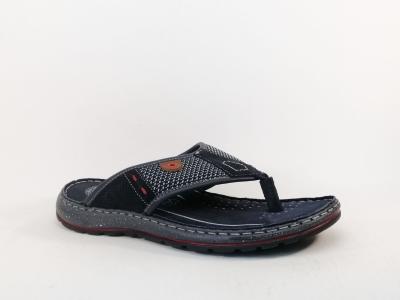 Tong homme confortable cuir marine destockage MORAN'S tapli à pas cher